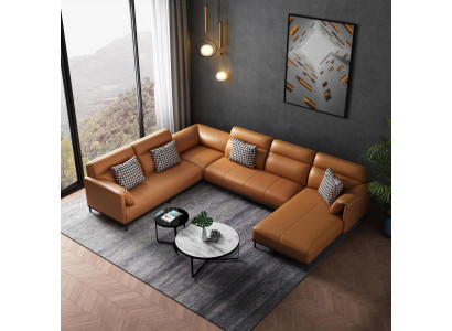 Wohnzëmmer Eckcouch Design Ecksofa Miwwelen Liederpolster Canapé Sofa
