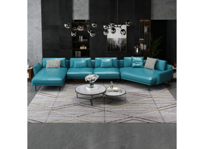 Sofa U-Form Lieder Wunnlandschaft Garnitur Design Modernsofa Canapé Sofas Türkis