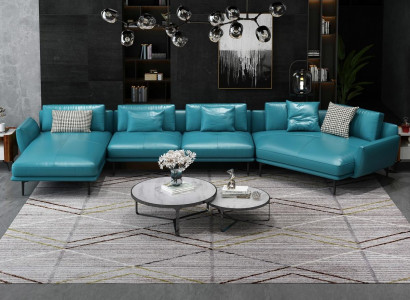 Sofa U-Form Lieder Wunnlandschaft Garnitur Design Modernsofa Canapé Sofas Türkis