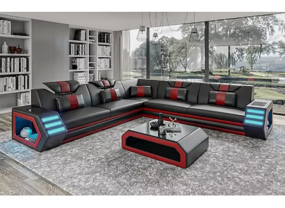 Wunnzëmmer Design Echecouch Ecksofa Miwwelen Liederpolster Couch Sofa L Form + Dësch