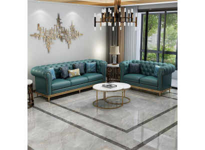 Sofagarnitur 3+2 Sëtzer Ledersofa Modern Sofa Designer Sofa Nei Chesterfield