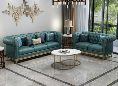 Sofagarnitur 3+2 Sëtzer Ledersofa Modern Sofa Designer Sofa Nei Chesterfield