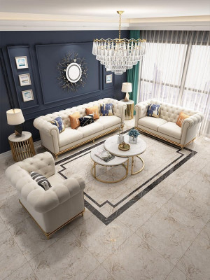 Sofagarnitur 3+2 Sëtzer Ledersofa Modern Sofa Designer Sofa Nei Chesterfield