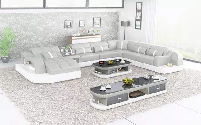 Lieder XXL Canapé Sofa Polster Wunnzëmmer Landschaft Modernen Designer
