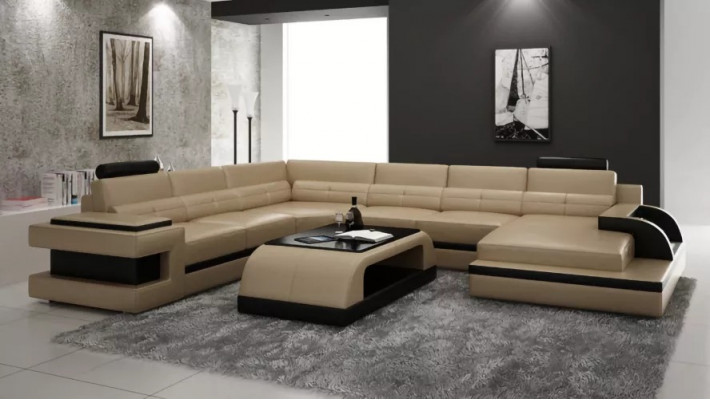 Modern Wunnzëmmer Design Ecksofa Miwwelen Eckcouch Liederpolster Couch