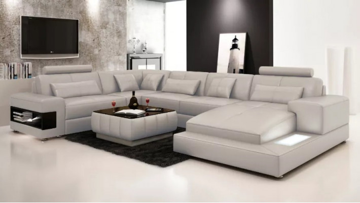Ecksofa Polster Ledersofa Designer-Sofa Ecksofa U-Form Modernt Sofa