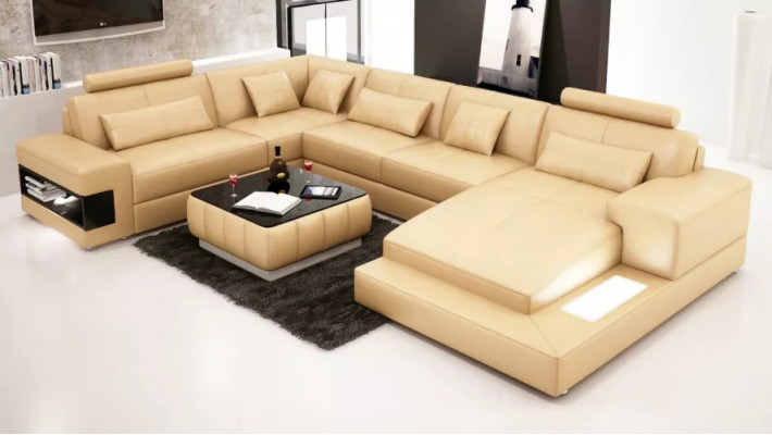 Ecksofa Polster Ledersofa Designer-Sofa Ecksofa U-Form Modernt Sofa