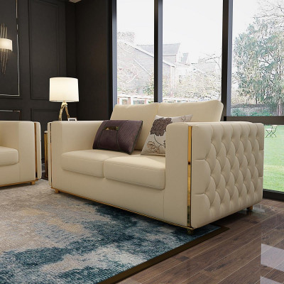 Wunnlandschaft Sofagarnitur 3+2+1 Sëtz Ledersofa Couch Garnitur Chesterfield