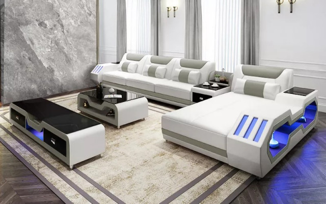 Léierpolster Design Eckecksofa Eckcouch Couch Sofa L-Form Wunnlandschaft