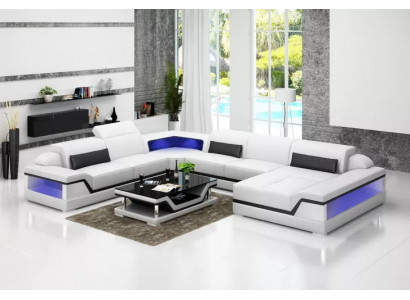 Ledersofa Ecksofa U-Form Modern Sofa Wunnlandschaft Ledercouch