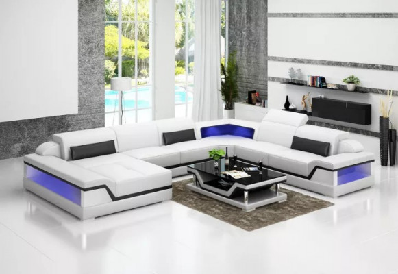 Ledersofa Ecksofa U-Form Modern Sofa Wunnlandschaft Ledercouch