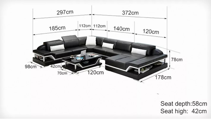Ledersofa Ecksofa U-Form Modern Sofa Wunnlandschaft Ledercouch