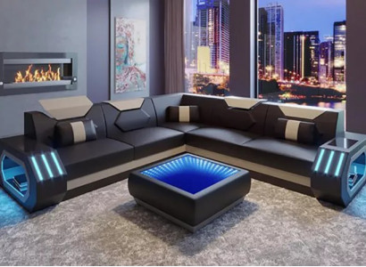Design-Eckcouch Ecksofa Wunnzëmmer Miwwelen Liederpolster Couch Sofa