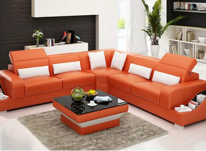 Design Miwwel Ecksofa Wunnzëmmer Eckcanapé Liederpolster Couch Sofa