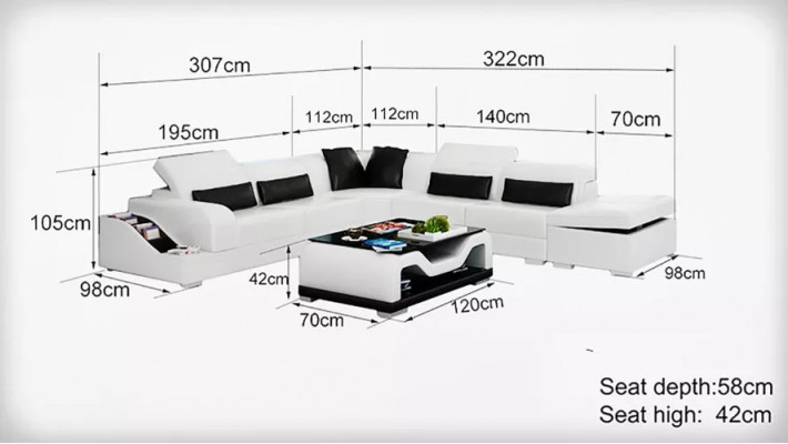 Design Miwwel Ecksofa Wunnzëmmer Eckcanapé Liederpolster Couch Sofa