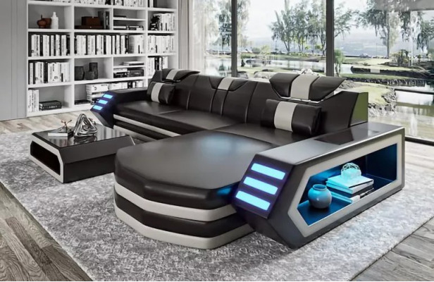 Design Ecksofa Wunnzëmmer Miwwelen Eckcouch Liederpolster Canapé Sofa