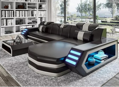 Design Ecksofa Wunnzëmmer Miwwelen Eckcouch Liederpolster Canapé Sofa