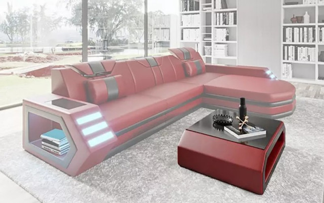 Design Ecksofa Wunnzëmmer Miwwelen Eckcouch Liederpolster Canapé Sofa