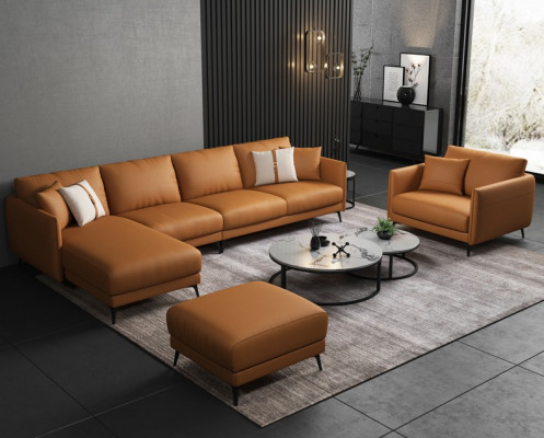 Eckcouch + Sessels Ledersofa Couch Wunliewenslandschaft Garnitur Design Modern Couch Setzplaz