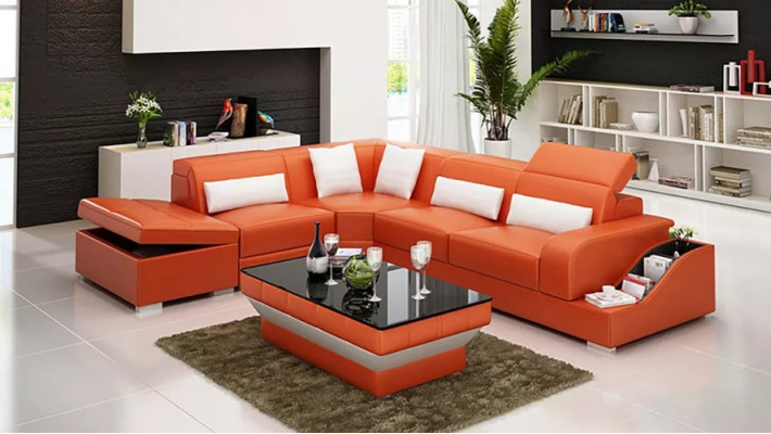 Modernen Design Eckcouch Ecksofa Wunnzëmmer Liederpolster Couch Sofa