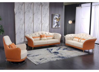 Exklusiv Polster Designer Miwwel 32 Sëtzer Canapé Garnitur 2tlg. Wunnlandschaft