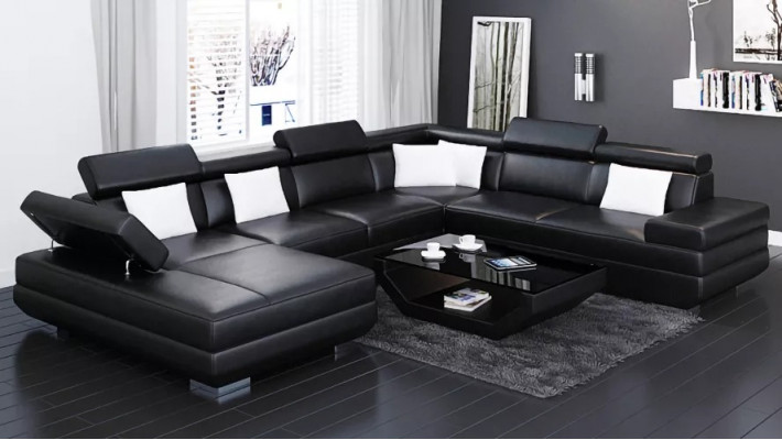 Eckcanapé Wunnzëmmer Design Modern Ecksofa Liederpolster Canapé Sofa