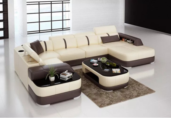 Ecksofa Design Modern Wunnzëmmer Eckcouch Liederpolster Couch Sofa