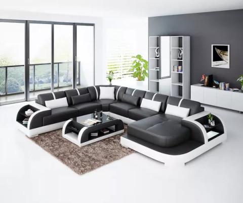 Ecksalon, Ecksofa, gepolstert Eckcouch, modern Wunnzëmmer Sofa, Couch