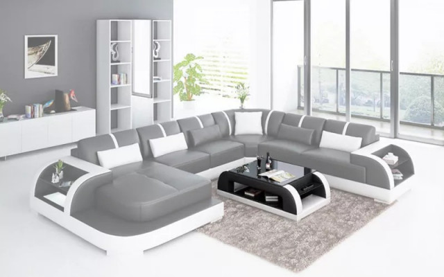 Ecksalon, Ecksofa, gepolstert Eckcouch, modern Wunnzëmmer Sofa, Couch