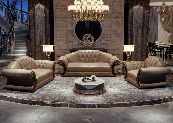 Chesterfield Sofa Klassesch Couch Garnitur Couchgarnitur 3-Deel Sëtzpolster