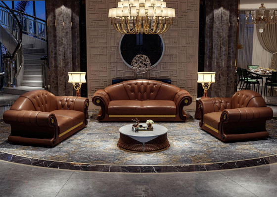 Chesterfield Sofa Klassesch Couch Garnitur Couchgarnitur 3-Deel Sëtzpolster