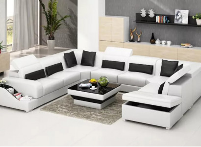 Wunnzëmmer Lieder XXL Canapé Sofa Landschaft modern Designer Eckpolster.