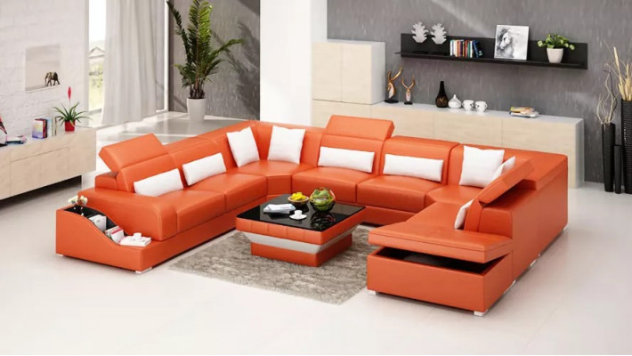 Wunnzëmmer Lieder XXL Canapé Sofa Landschaft modern Designer Eckpolster.