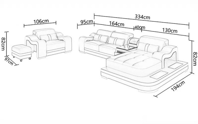 Moderne Eckcouch Couch an L-Form Dekosessel, Salon Dësch, Hocker, Eckcouch, Polstersëtz