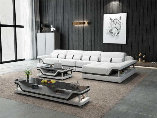 Ledersofa L-Form Canapé Wunnoaschaft Ecksotan Gamme Design Modern Sofa USB
