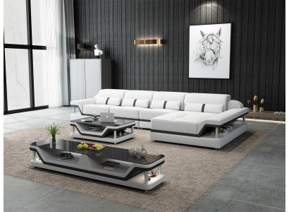 Ledersofa L-Form Canapé Wunnoaschaft Ecksotan Gamme Design Modern Sofa USB