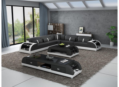 Liedercouch L-Form Couch Wunnlandschaft Eckcouch Garnitur Modern Design Couch USB