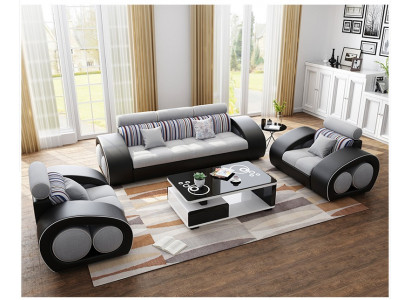 Ledercouch Sofa Sofa-Set Holz 311 Sëtz Set Design Modern Sofa USB
