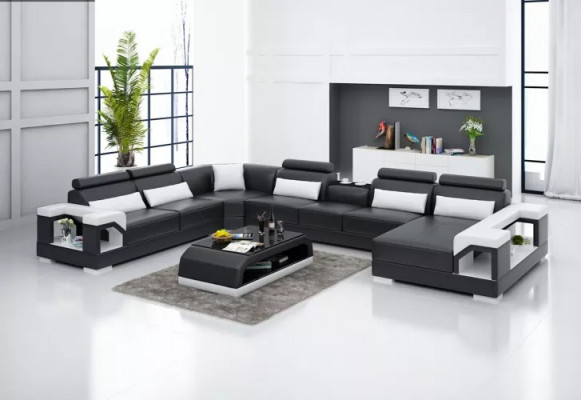 Eckgarnitur Ecksofa Gepolstert Eckcouch Canapé Modern Wunnzëmmer Sofa