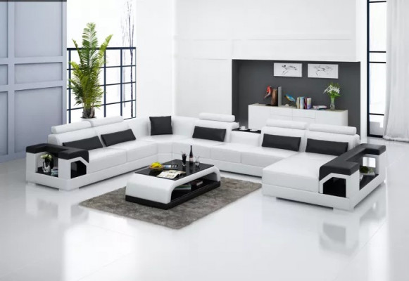 Eckgarnitur Ecksofa Gepolstert Eckcouch Canapé Modern Wunnzëmmer Sofa