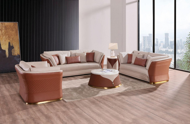 Wunnlandschaft Sofa Polster Sofasëtzung 3+2+1 Sëtzer Niewendësch Couchtisch