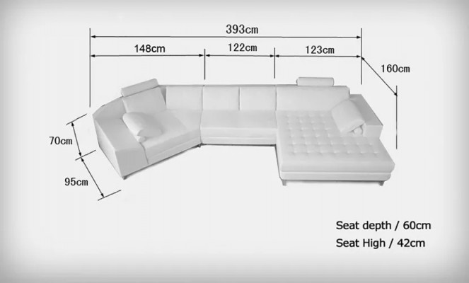 Modern Sofa Ecksitzgrupp U-Form Liederkanapé Ecksëtz Canapé Designer Sofa