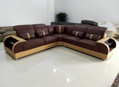 Couch Ecksofa Lieder Wunnlandschaft Garnitur Design Modern Sofa L-Form LED USB