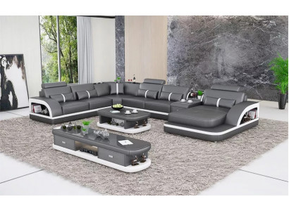 Wunnlandschaft Canapé Polstersofa Garnitur 3 Stéck Set Dësch Sideboard