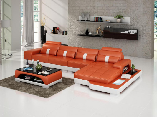 Lieder-Canapé L-Form Canapé Wunnlandschaft Eckcanapé Garnitur Design Modern Canapé USB Nei