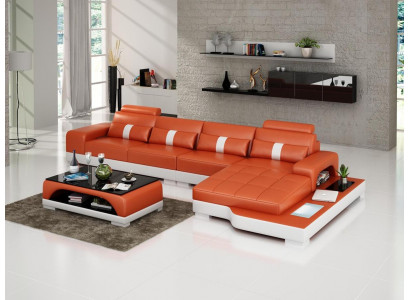 Lieder-Canapé L-Form Canapé Wunnlandschaft Eckcanapé Garnitur Design Modern Canapé USB Nei