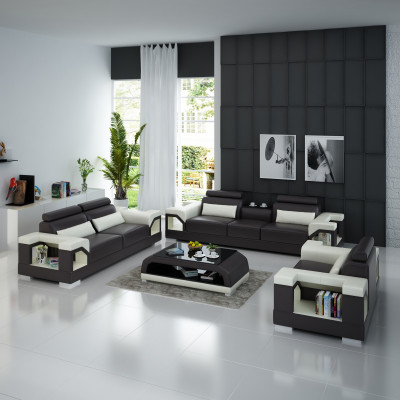 Ledercouch Sofasett 321 Design Modern Sofa USB Sëtzer Sofen