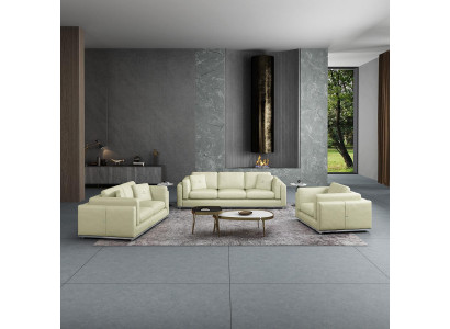 Ledercouch Sofagarnitur 3 2 1 Sëtz Set Garnitur Gepolsteren Sofa Canapé Sofa Canapé