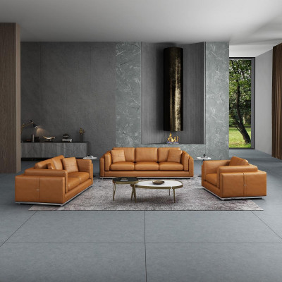 Ledercouch Sofagarnitur 3 2 1 Sëtz Set Garnitur Gepolsteren Sofa Canapé Sofa Canapé