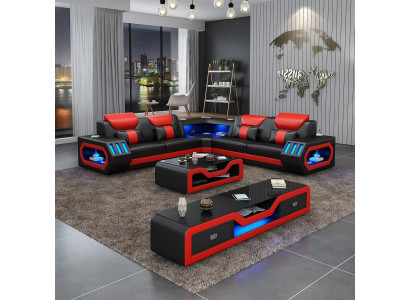 L Form Designer Wunnlandschaft Polstersofa Ecksofa Eck Garnitur Sofa Canapé Ecke Led
